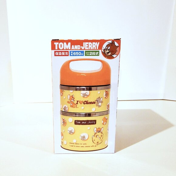 New Tom and Jerry Stainless Steel 2 Layers Thermal Lunch Box Japan Yellow - Picture 2 of 4